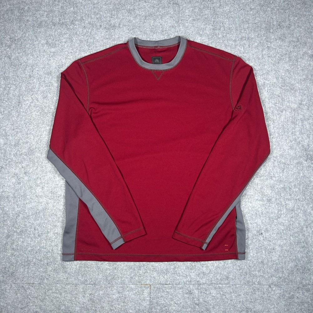 Nike‎ ACG base layer 1 Shirt Mens Large Red Dri-Fit Outdoor Gorpcore long sleeve